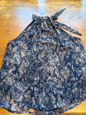 Veronica M Navy and Beige Snake-Print Halter Camisole